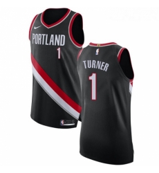 Womens Nike Portland Trail Blazers 1 Evan Turner Authentic Black Road NBA Jersey Icon Edition