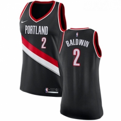 Womens Nike Portland Trail Blazers 2 Wade Baldwin Authentic Black NBA Jersey Icon Edition 