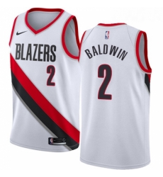 Womens Nike Portland Trail Blazers 2 Wade Baldwin Swingman White NBA Jersey Association Edition 