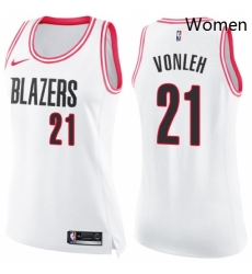 Womens Nike Portland Trail Blazers 21 Noah Vonleh Swingman WhitePink Fashion NBA Jersey