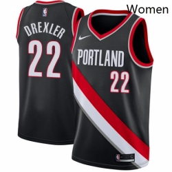 Womens Nike Portland Trail Blazers 22 Clyde Drexler Swingman Black Road NBA Jersey Icon Edition 