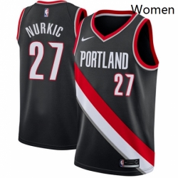 Womens Nike Portland Trail Blazers 27 Jusuf Nurkic Swingman Black Road NBA Jersey Icon Edition