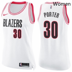 Womens Nike Portland Trail Blazers 30 Terry Porter Swingman WhitePink Fashion NBA Jersey