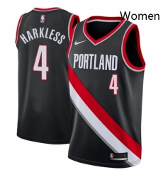 Womens Nike Portland Trail Blazers 4 Moe Harkless Swingman Black Road NBA Jersey Icon Edition 