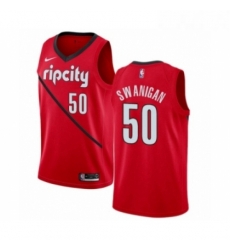 Womens Nike Portland Trail Blazers 50 Caleb Swanigan Red Swingman Jersey Earned Edition 