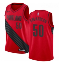 Womens Nike Portland Trail Blazers 50 Caleb Swanigan Swingman Red Alternate NBA Jersey Statement Edition 