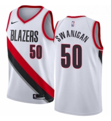 Womens Nike Portland Trail Blazers 50 Caleb Swanigan Swingman White Home NBA Jersey Association Edition 