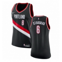 Womens Nike Portland Trail Blazers 6 Nik Stauskas Swingman Black NBA Jersey Icon Edition 