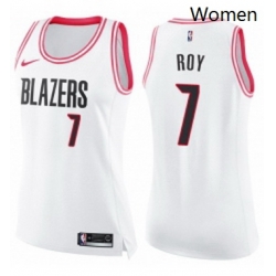 Womens Nike Portland Trail Blazers 7 Brandon Roy Swingman WhitePink Fashion NBA Jersey