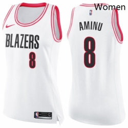 Womens Nike Portland Trail Blazers 8 Al Farouq Aminu Swingman WhitePink Fashion NBA Jersey