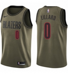 Youth Nike Portland Trail Blazers 0 Damian Lillard Swingman Green Salute to Service NBA Jersey