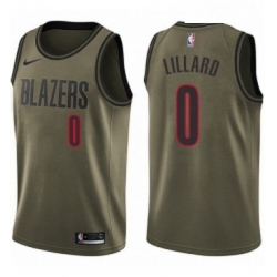 Youth Nike Portland Trail Blazers 0 Damian Lillard Swingman Green Salute to Service NBA Jersey