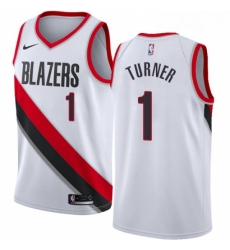 Youth Nike Portland Trail Blazers 1 Evan Turner Authentic White Home NBA Jersey Association Edition