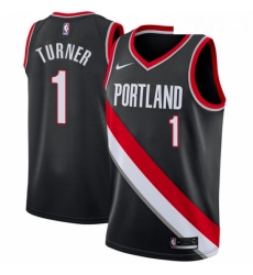 Youth Nike Portland Trail Blazers 1 Evan Turner Swingman Black Road NBA Jersey Icon Edition