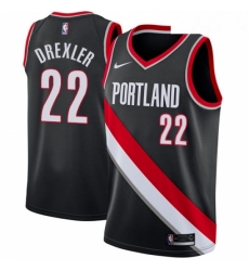 Youth Nike Portland Trail Blazers 22 Clyde Drexler Swingman Black Road NBA Jersey Icon Edition 