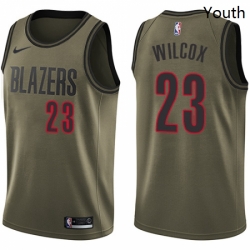 Youth Nike Portland Trail Blazers 23 CJ Wilcox Swingman Green Salute to Service NBA Jersey 