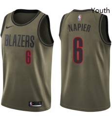 Youth Nike Portland Trail Blazers 6 Shabazz Napier Swingman Green Salute to Service NBA Jersey 