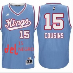 Men NBA Kings 15 Negro blue jersey