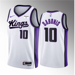 Men Sacramento Kings 10 Domantas Sabonis White 2023 24 Association Edition Swingman Stitched Basketball Jersey
