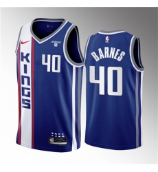 Men Sacramento Kings 40 Harrison Barnes Blue 2023 24 City Edition Stitched Basketball Jersey