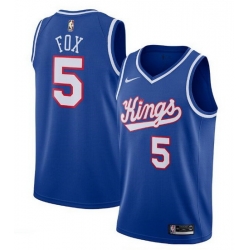 Men Sacramento Kings 5 De'Aaron Fox Blue 2019 20 Hardwood Classics Swingman Stitched Basketball Jersey