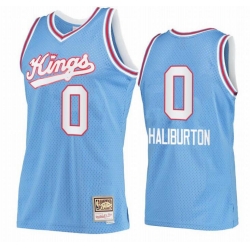 Men Sacramento Kings Tyrese Haliburton #0 blue Hardwood Classic Mitchell Ness NBA Jersey