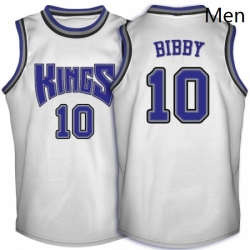 Mens Adidas Sacramento Kings 10 Mike Bibby Swingman White Throwback NBA Jersey
