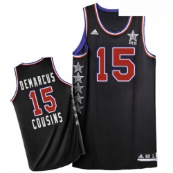 Mens Adidas Sacramento Kings 15 DeMarcus Cousins Swingman Black 2015 All Star NBA Jersey