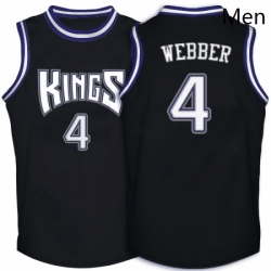 Mens Adidas Sacramento Kings 4 Chris Webber Swingman Black Throwback NBA Jersey