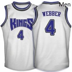 Mens Adidas Sacramento Kings 4 Chris Webber Swingman White Throwback NBA Jersey