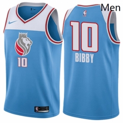Mens Nike Sacramento Kings 10 Mike Bibby Authentic Blue NBA Jersey City Edition
