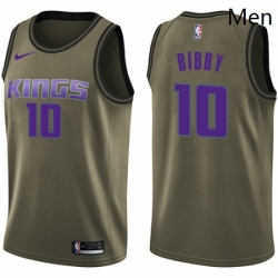 Mens Nike Sacramento Kings 10 Mike Bibby Swingman Green Salute to Service NBA Jersey
