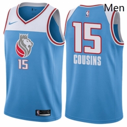 Mens Nike Sacramento Kings 15 DeMarcus Cousins Authentic Blue NBA Jersey City Edition