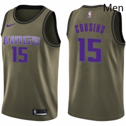 Mens Nike Sacramento Kings 15 DeMarcus Cousins Swingman Green Salute to Service NBA Jersey