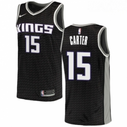 Mens Nike Sacramento Kings 15 Vince Carter Swingman Black NBA Jersey Statement Edition 