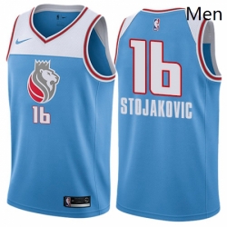 Mens Nike Sacramento Kings 16 Peja Stojakovic Authentic Blue NBA Jersey City Edition 