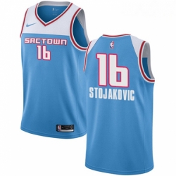 Mens Nike Sacramento Kings 16 Peja Stojakovic Swingman Blue NBA Jersey 2018 19 City Edition 
