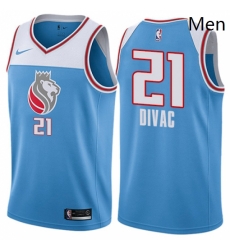 Mens Nike Sacramento Kings 21 Vlade Divac Authentic Blue NBA Jersey City Edition