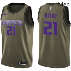 Mens Nike Sacramento Kings 21 Vlade Divac Swingman Green Salute to Service NBA Jersey