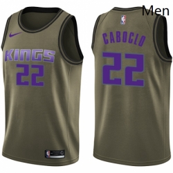 Mens Nike Sacramento Kings 22 Bruno Caboclo Swingman Green Salute to Service NBA Jersey 
