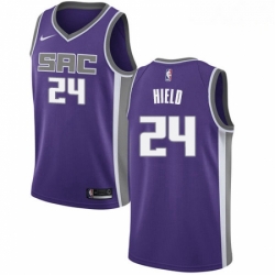 Mens Nike Sacramento Kings 24 Buddy Hield Authentic Purple Road NBA Jersey Icon Edition