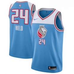 Mens Nike Sacramento Kings 24 Buddy Hield Swingman Blue NBA Jersey City Edition
