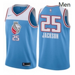 Mens Nike Sacramento Kings 25 Justin Jackson Swingman Blue NBA Jersey City Edition 
