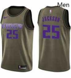 Mens Nike Sacramento Kings 25 Justin Jackson Swingman Green Salute to Service NBA Jersey 