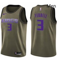 Mens Nike Sacramento Kings 3 Yogi Ferrell Swingman Green Salute to Service NBA Jersey 