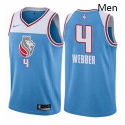 Mens Nike Sacramento Kings 4 Chris Webber Swingman Blue NBA Jersey City Edition