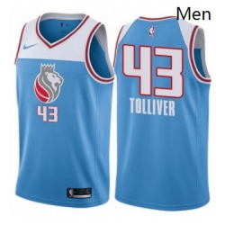 Mens Nike Sacramento Kings 43 Anthony Tolliver Swingman Blue NBA Jersey City Edition