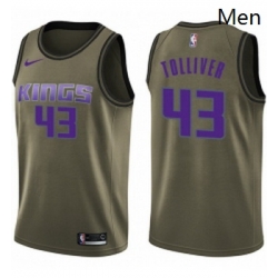 Mens Nike Sacramento Kings 43 Anthony Tolliver Swingman Green Salute to Service NBA Jersey