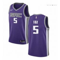 Mens Nike Sacramento Kings 5 DeAaron Fox Authentic Purple Road NBA Jersey Icon Edition 