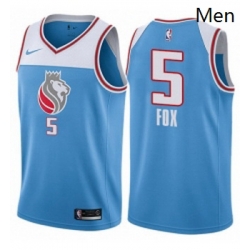 Mens Nike Sacramento Kings 5 DeAaron Fox Swingman Blue NBA Jersey City Edition 